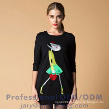 OEM/ODM black applique embroidery blouse